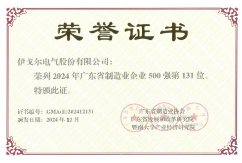 BJL平台集团喜获【广东省制造业企业500强】